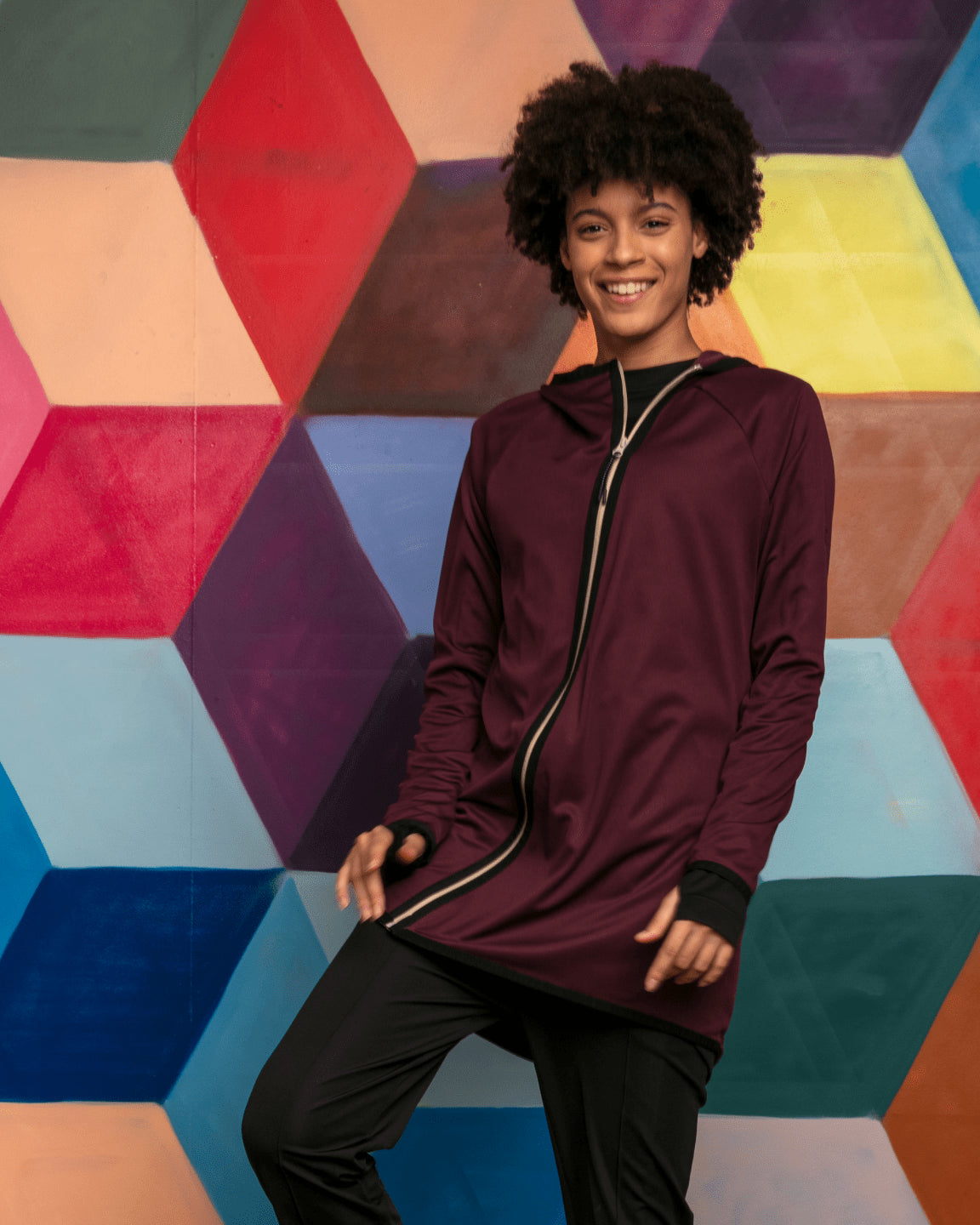 AURA-TECH Çapraz Fermuarlı Quick Dry Eşofman Üstü - Bordo