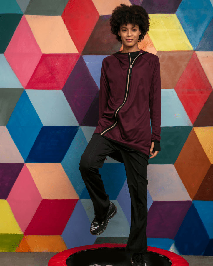 AURA-TECH Çapraz Fermuarlı Quick Dry Eşofman Üstü - Bordo