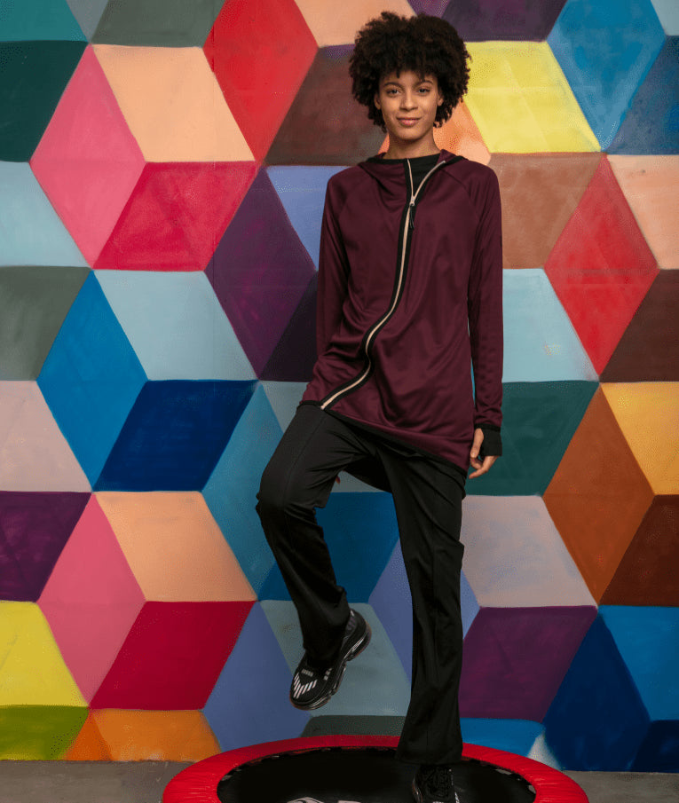 AURA-TECH Çapraz Fermuarlı Quick Dry Eşofman Üstü - Bordo