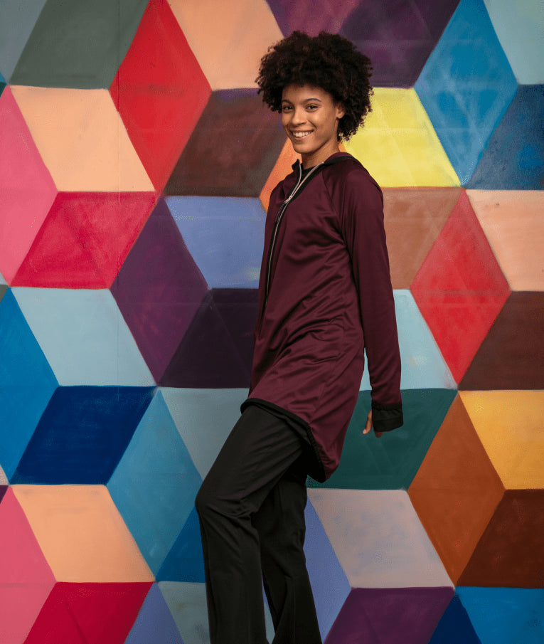 AURA-TECH Çapraz Fermuarlı Quick Dry Eşofman Üstü - Bordo