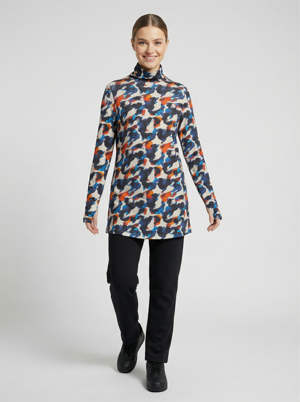 GYM-FIT Balıkçı Yaka Quick Dry Eşofman Üstü - Desenli