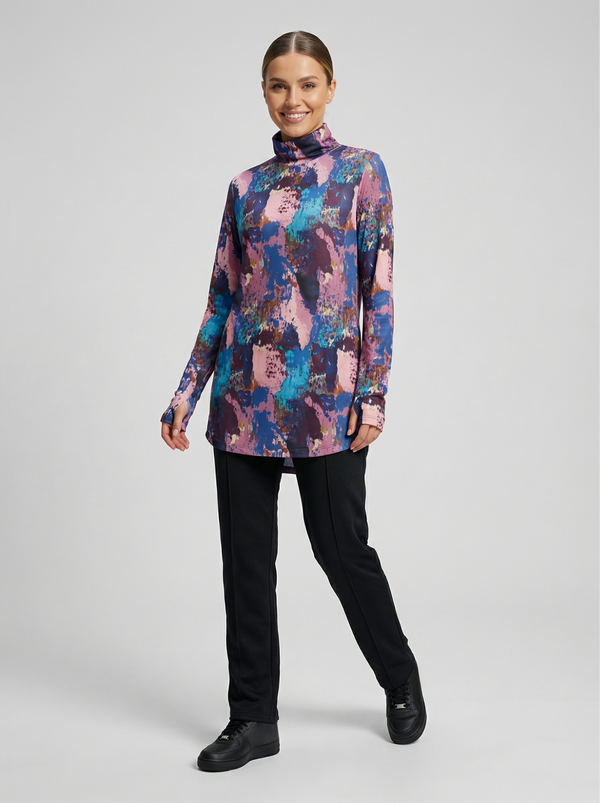 GYM-FIT Balıkçı Yaka Quick Dry Eşofman Üstü - Desenli