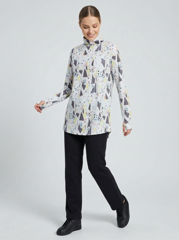 GYM-FIT Balıkçı Yaka Quick Dry Eşofman Üstü - Desenli