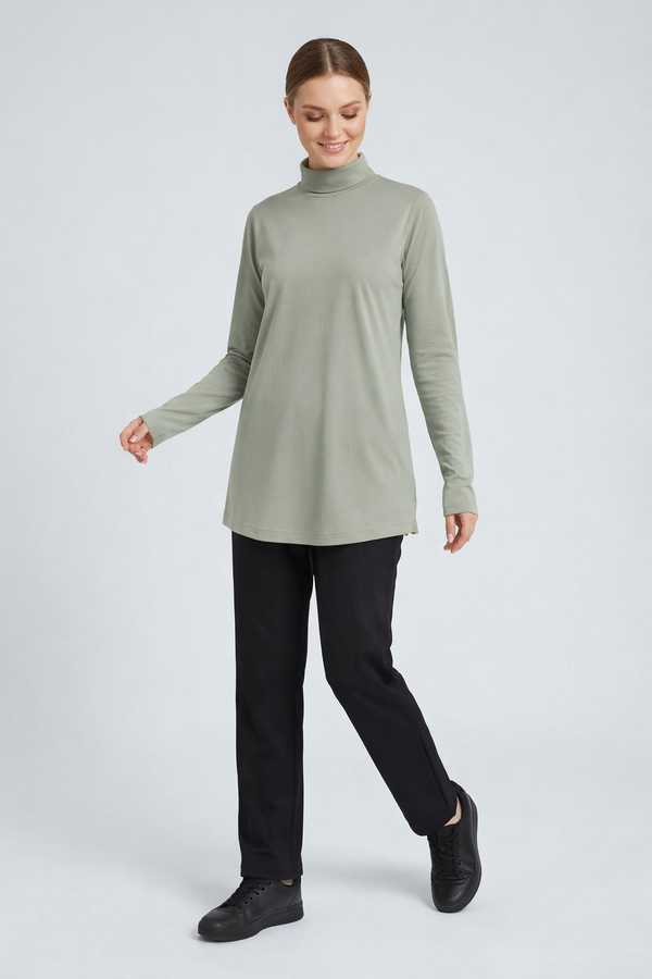 GYM-FIT Balıkçı Yaka Quick Dry Eşofman Üstü - Yeşil