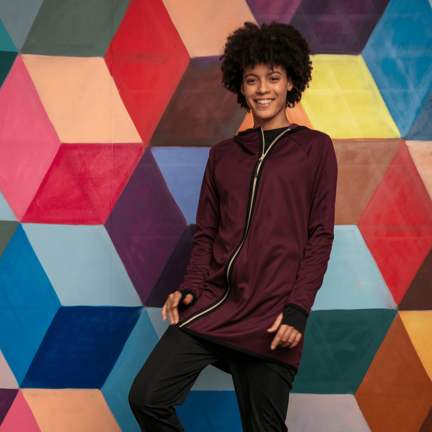 AURA-TECH Çapraz Fermuarlı Quick Dry Eşofman Üstü - Bordo